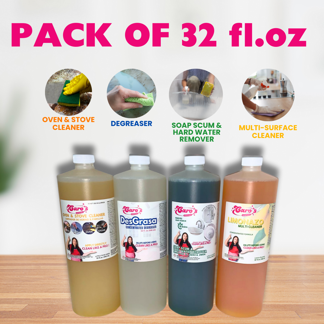 Caro's Pack De 4: 1xLimonazo, 1xSarro, 1xDesgrasa, & 1xOven Cleaner 32 fl.oz.