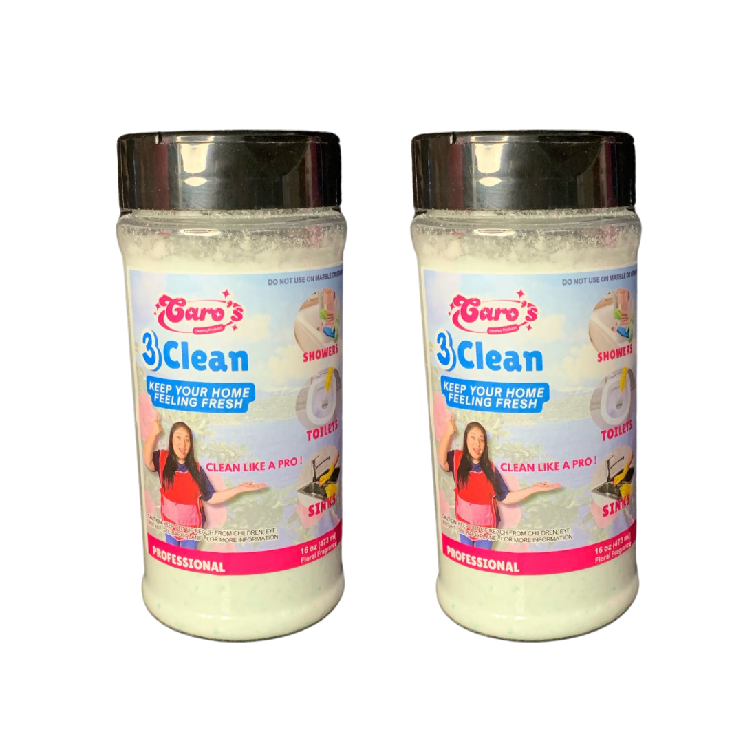 Caro's 3Clean 16oz - Limpiador de polvo para lavabo, inodoro, duchas