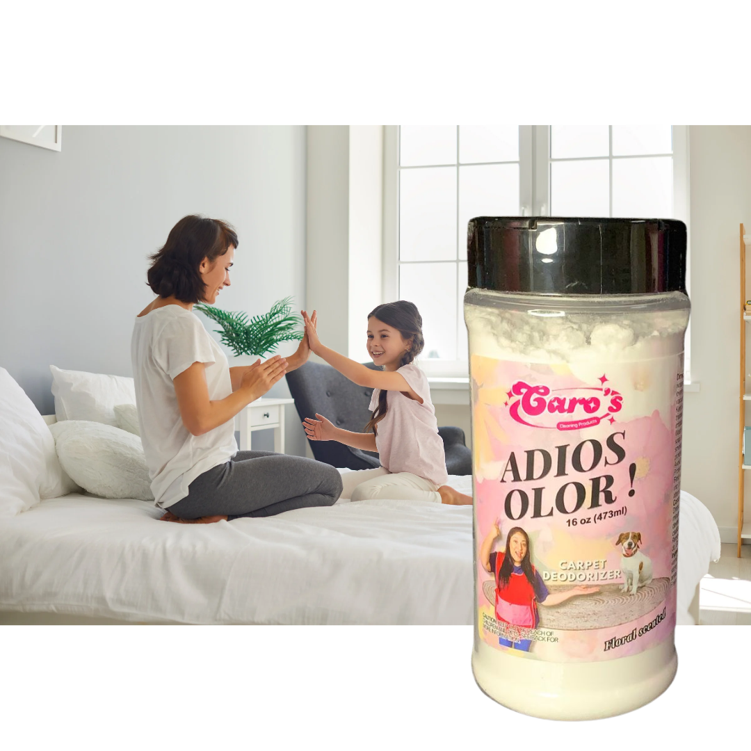 Caro's Adios Olor- Polvo- Eliminador de olores en las alfombras 16oz