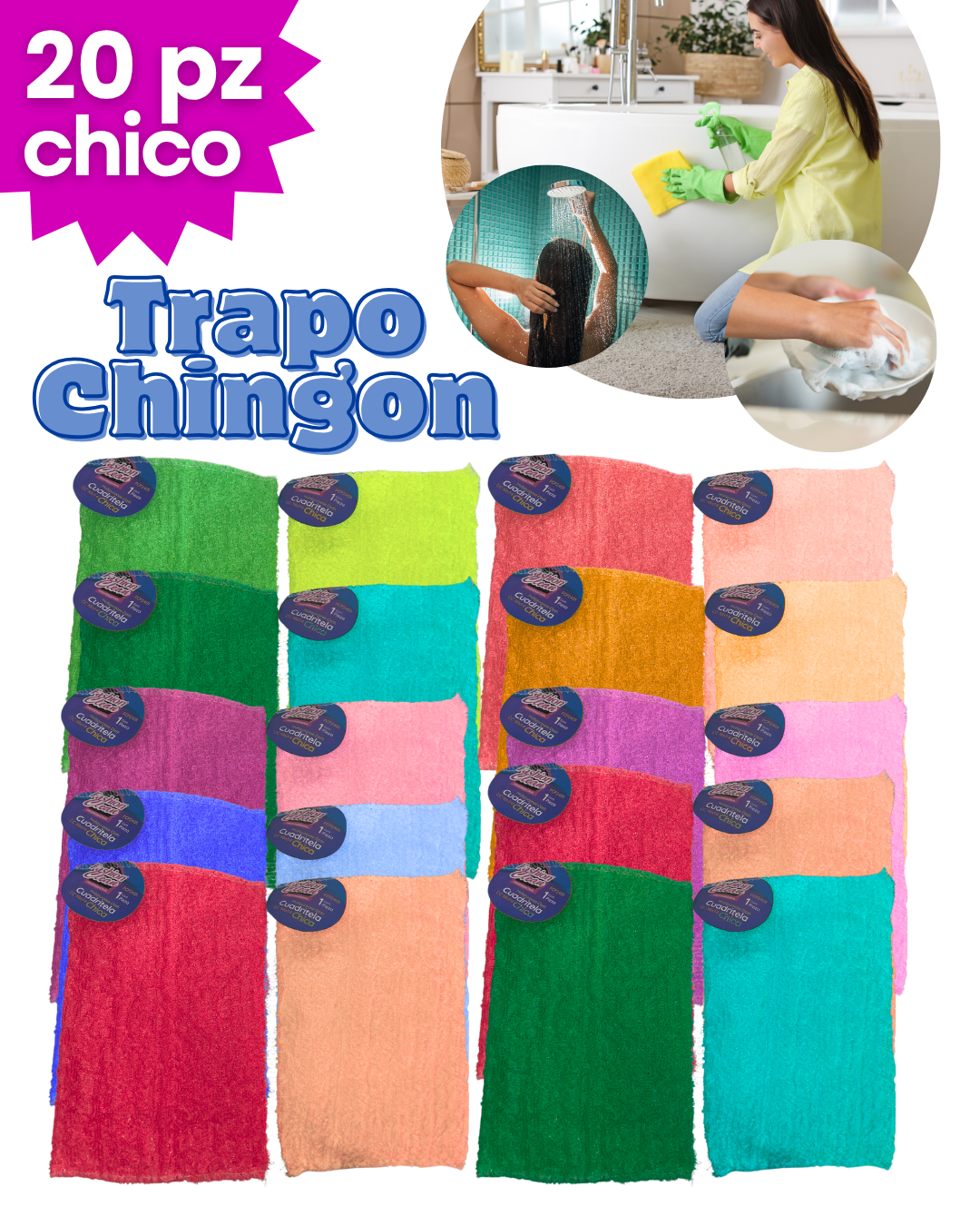 Trapos Chingones 20pz - Multi Color Chicos