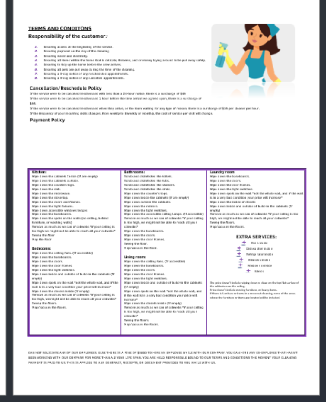 Contratos editables para negocios de limpieza de casas