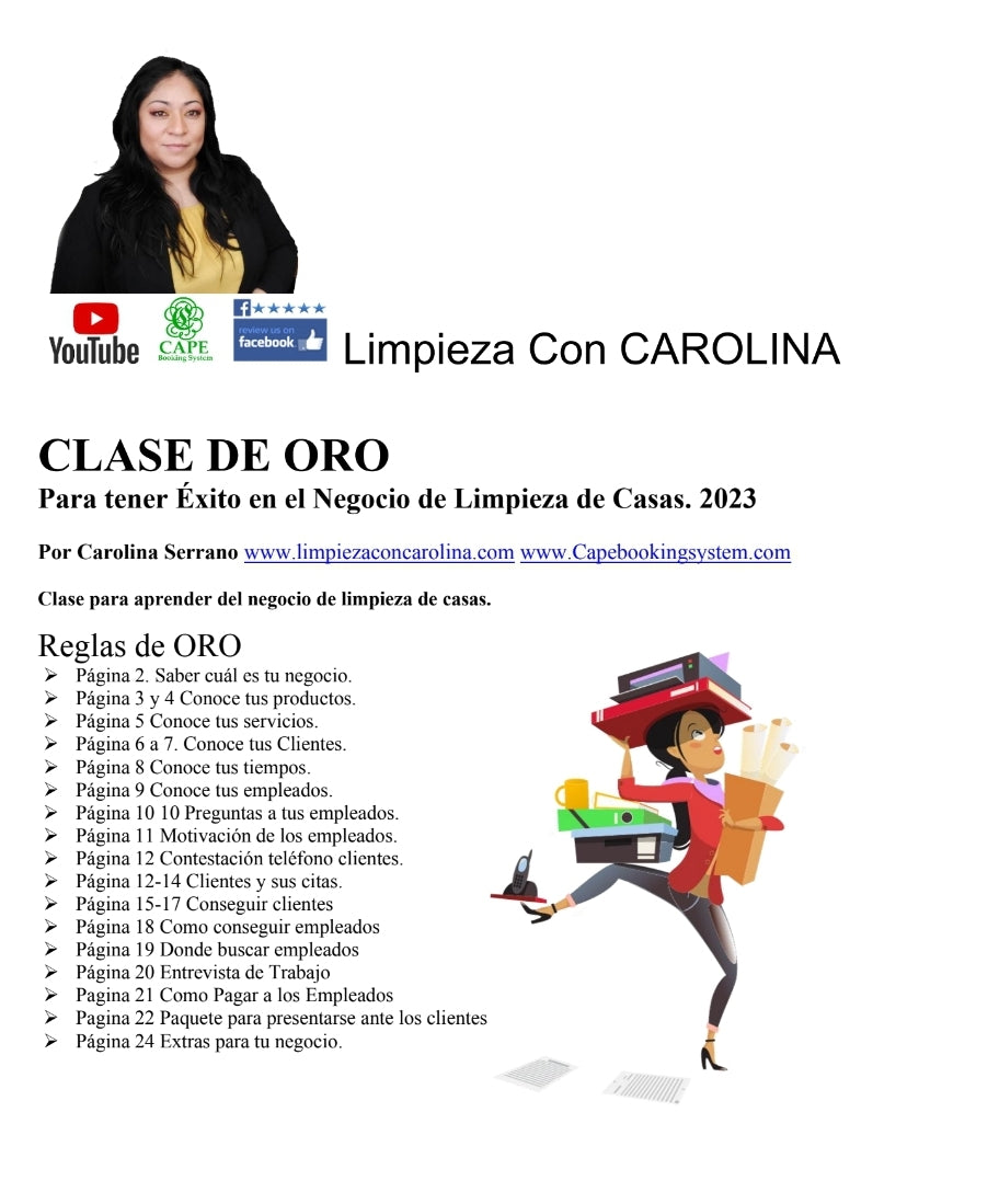 Libro Clase de Oro Negocios de Limpieza de casas al punto #1 vendido