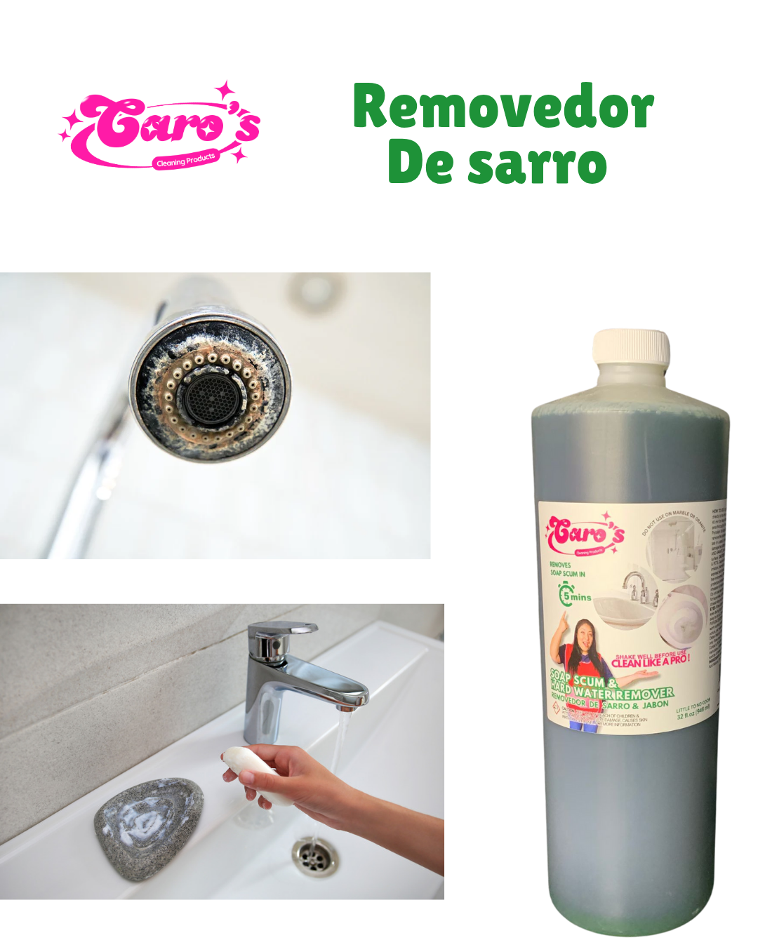 Caro's Removedor de Sarro y Jabón pegado 32oz