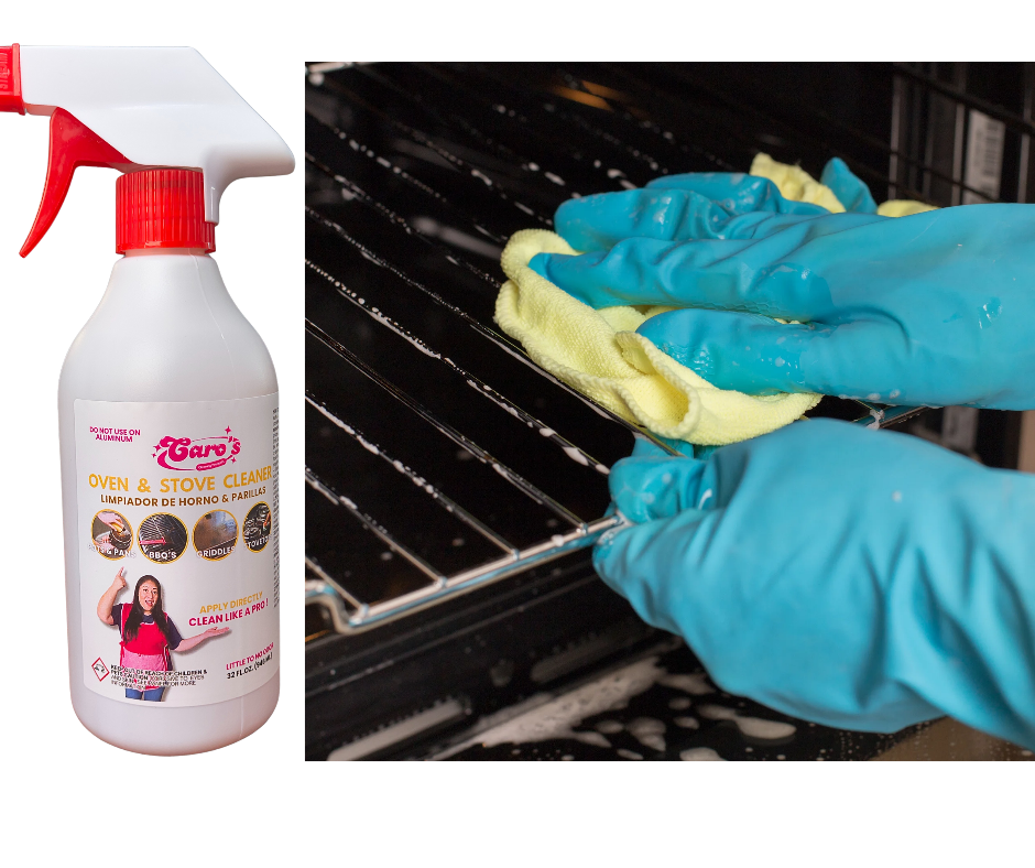 Caro's Limpiador de Hornos, Estufa, Parrillas, Ollas. Removedor de cochambre de 16oz bote con spray