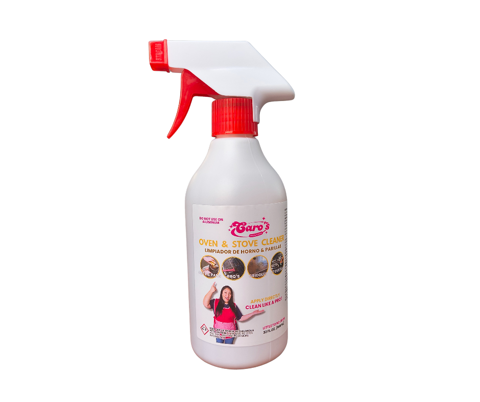 Caro's Limpiador de Hornos, Estufa, Parrillas, Ollas. Removedor de cochambre de 16oz bote con spray