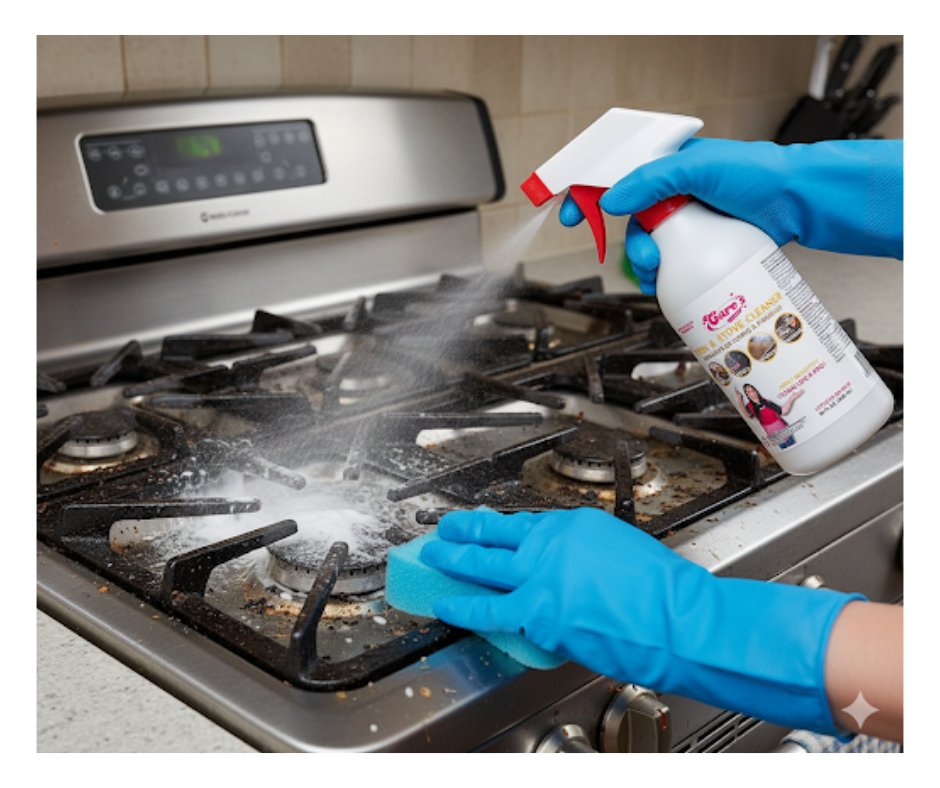 Caro's Limpiador de Hornos, Estufa, Parrillas, Ollas. Removedor de cochambre de 16oz bote con spray