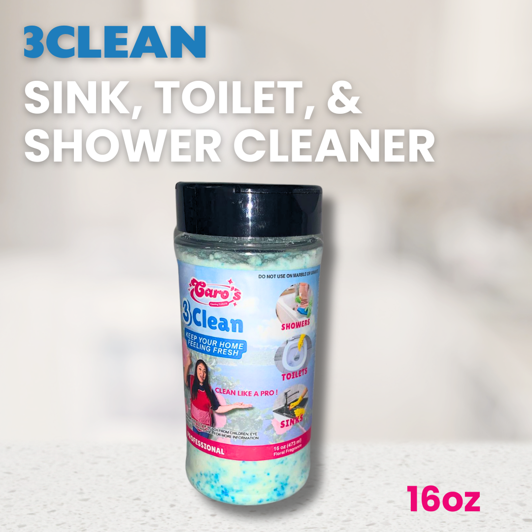 Caro's 3Clean 16oz - Limpiador de polvo para lavabo, inodoro, duchas