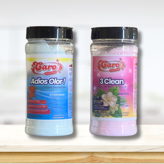 Caro's Carpet Deodorizer Adios Olor! & 3Clean Powder Cleaning Bundle