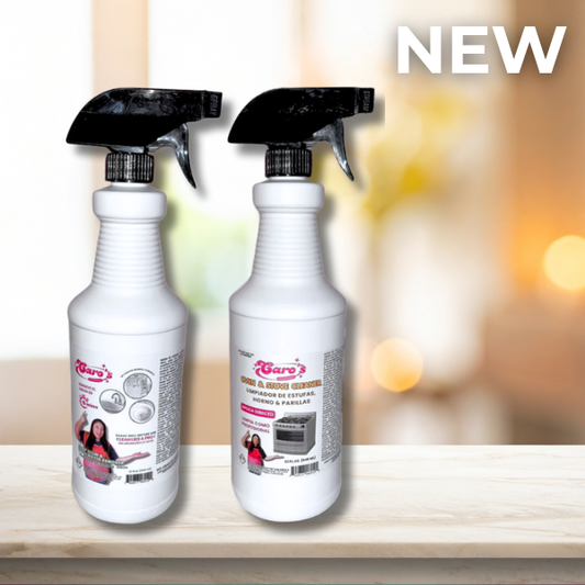 Caro’s Ultimate Kitchen & Bathroom Cleaner Set – Removes Hard Water, Soap Scum & Grease (Fragrance-Free, 2 Pack, 32oz))