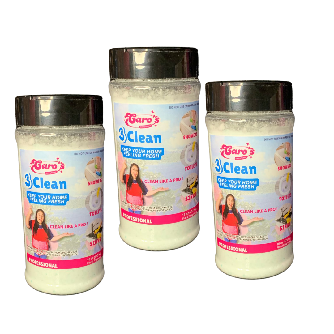 Caro's 3Clean 16oz - Limpiador de polvo para lavabo, inodoro, duchas