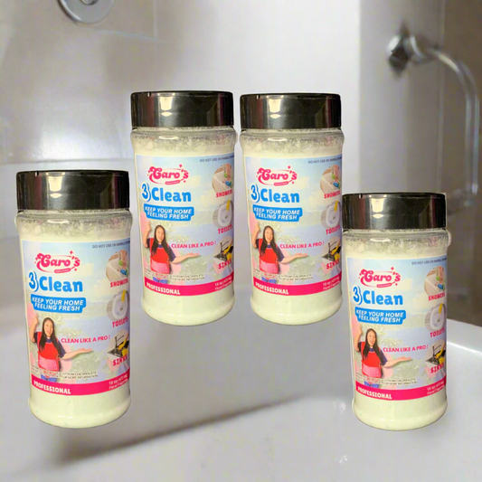 3Clean (Pack de 4) 16oz - Limpiador de polvo para lavabo, inodoro, duchas