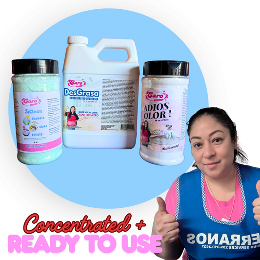 PACK: 1xAdios Olor 16oz + 1xDesgrasa 32oz Square + 1x3Clean 16oz