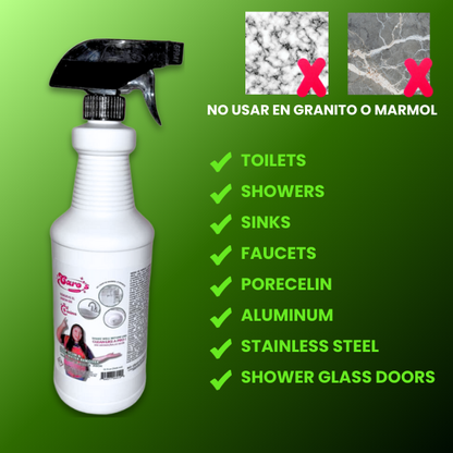 Caja de 10  Caro's Soap Scum & Hard Water Remover Spray Bottle 32 fl.oz (Nozzle Included)