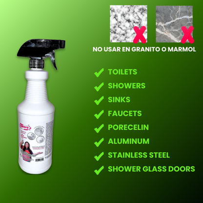 Caro’s Ultimate Kitchen & Bathroom Cleaner Set – Removes Hard Water, Soap Scum & Grease (Fragrance-Free, 2 Pack, 32oz))
