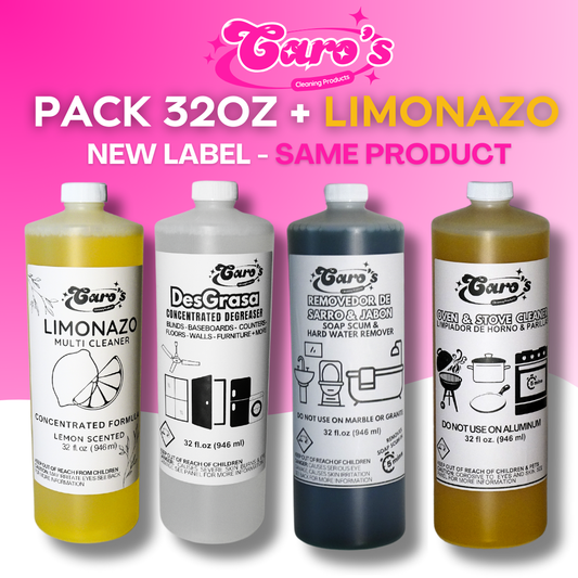 Caro's Pack: 1xLimonazo, 1xSarro, 1xDesgrasa, & 1xOven Cleaner 32 fl.oz.