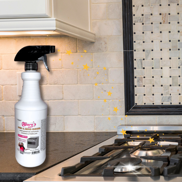 Caja de 10  Caro's Oven & Stove Cleaner Spray Bottle W/ Nozzle Include 32 fl.oz - Grills, BBQ's, Pots, Pans, Cazos, Planchas + More