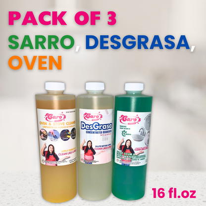 Pack 3 de 16oz DesGrasa , Removedor de Sarro y Oven Cleaner