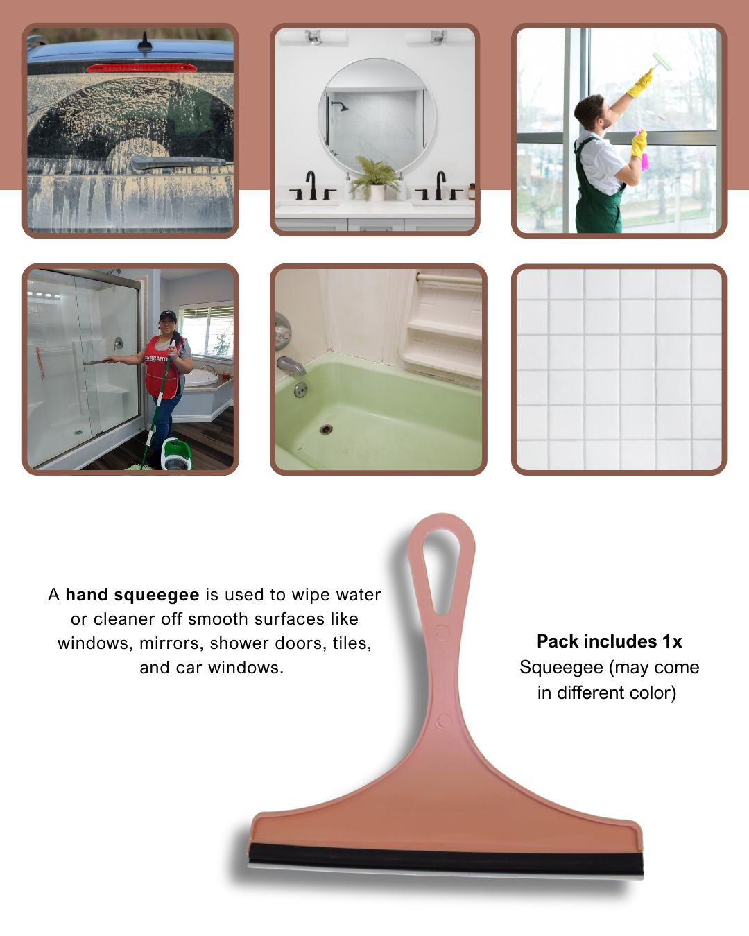 Caro's Bathroom Cleaning Kit - 1x Soap Scum & Hard Water Remover 32 fl.oz, 1x Plastic Sponge, 1x Squeeguee, 1x Small Detail Brush, 1x Stainless Steel Ball, 1x Plastic Scrubber, 1x pumex stone