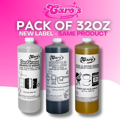 CLEANING PRODUCT PACK : 1xCaro's Sarro, 1xCaro's Desgrasa, & 1xCaro's Oven Cleaner 32 fl.oz.