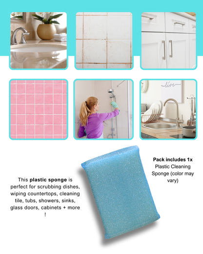 Caro's Bathroom Cleaning Kit - 1x Soap Scum & Hard Water Remover 32 fl.oz, 1x Plastic Sponge, 1x Squeeguee, 1x Small Detail Brush, 1x Stainless Steel Ball, 1x Plastic Scrubber, 1x pumex stone