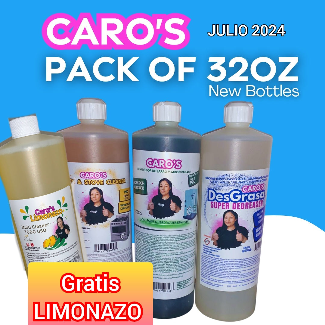 Caro's 32oz Pack, Sarro, Desgrasa, Oven Cleaner 32oz (+1 Limonazo 32oz GRATIS) LIMITE OFERTA