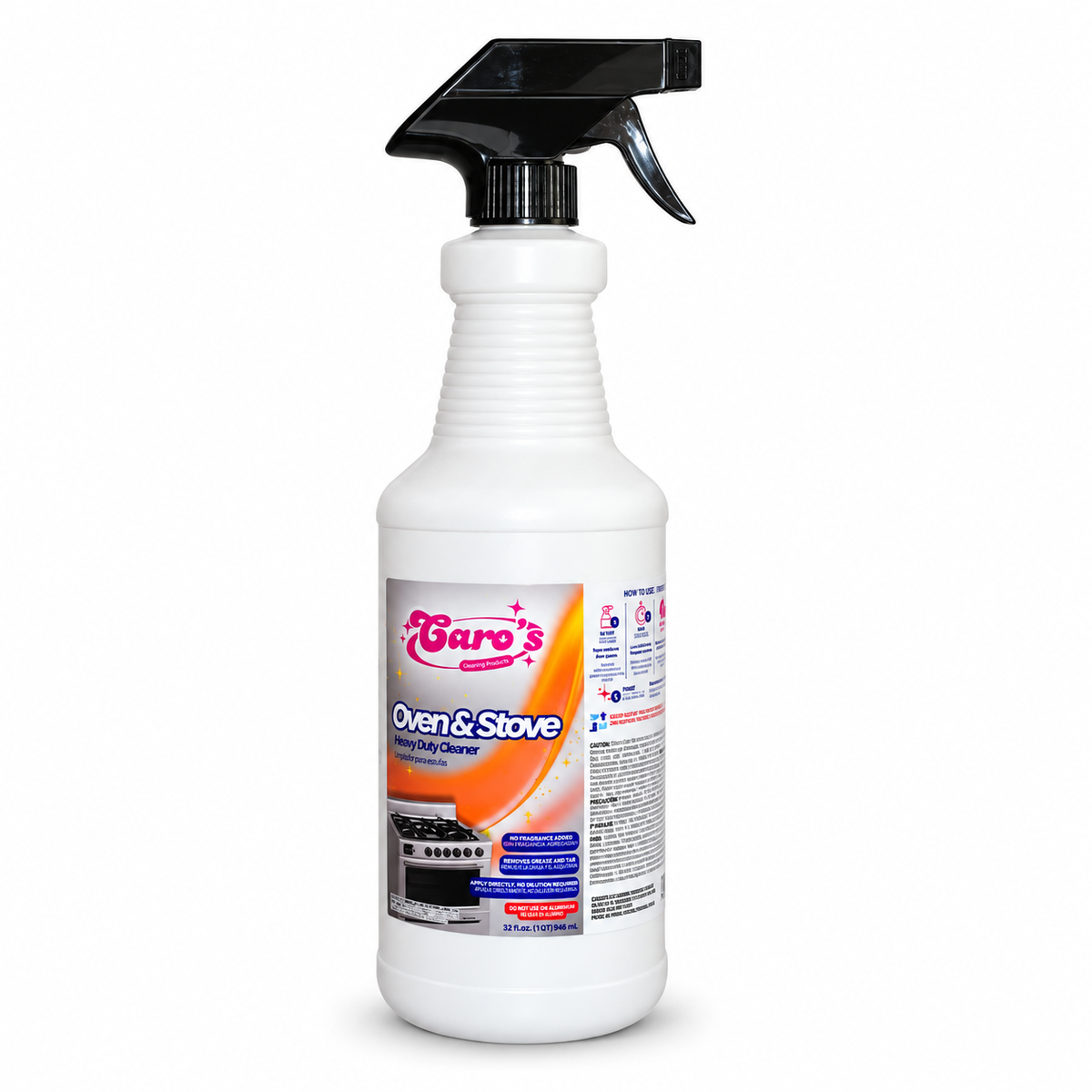 Caro’s Limpiador de hornos y estufas con atomizador — 32 fl oz — vista de catálogo con fondo blanco