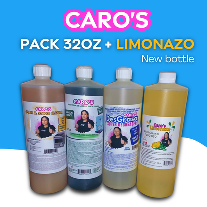 Caro's Pack de 32oz Limonazo, Sarro, Desgrasa, & Oven Cleaner