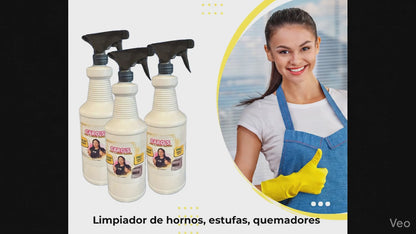 Caja de 10  Caro's Oven & Stove Cleaner Spray Bottle W/ Nozzle Include 32 fl.oz - Grills, BBQ's, Pots, Pans, Cazos, Planchas + More